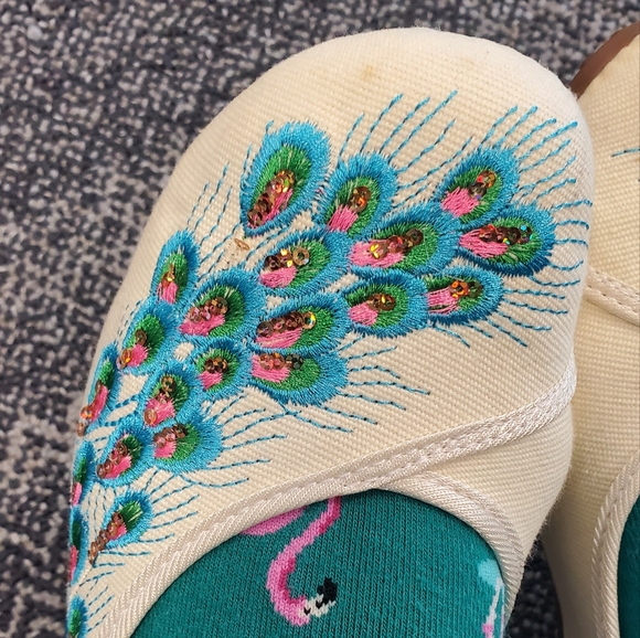 EUC Asian Style Mary Jane HiTop Ankle Flats Shoes Peacock Sz 9 - Picture 14 of 14